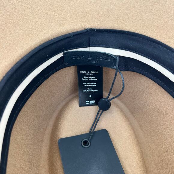 New Rag & Bone Camel Florence Fedora Small Wool Hat 52 Tan Brown Boho Western - Picture 8 of 8